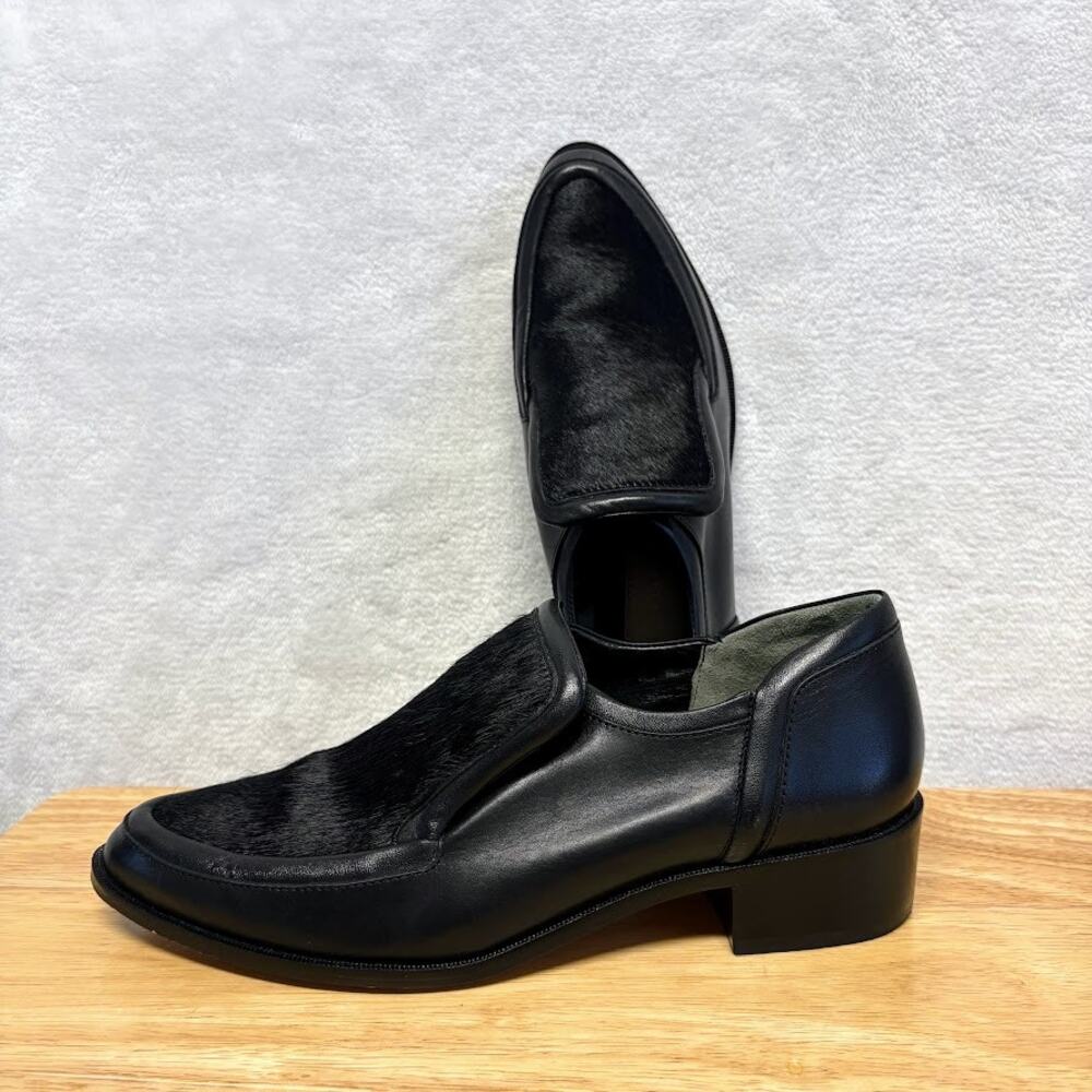 Derek Lam Crosby Black Calf Hair Leather Slip On Loafers Size 7 Career